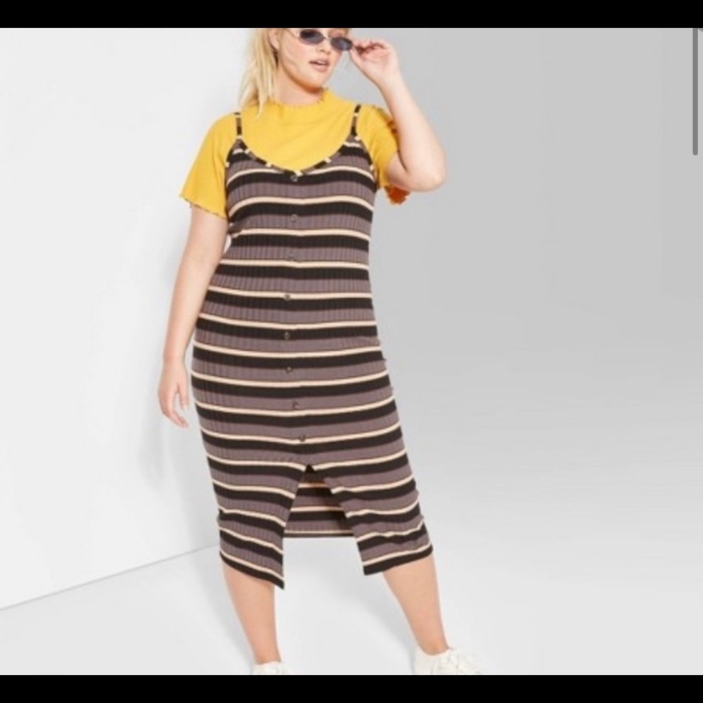 ❌SOLD Striped Midi Button Down Dress